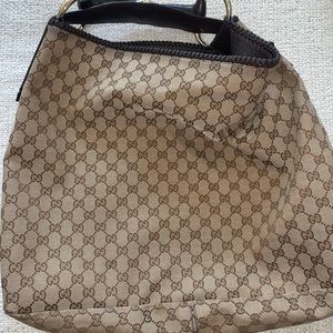 AUTHENTIC Gucci Brown Monogram Canvas HorsebitHobo